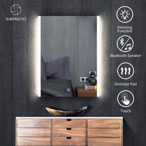 img 3 attached to 🪞 S·BAGNO 32x24 Inch Illuminated Wall Mounted Bathroom Vanity Mirror: Dimmable, Anti-Fog, Bluetooth Waterproof IP44 LED Lighted Makeup Mirror