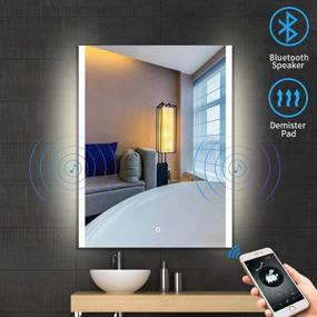 img 2 attached to 🪞 S·BAGNO 32x24 Inch Illuminated Wall Mounted Bathroom Vanity Mirror: Dimmable, Anti-Fog, Bluetooth Waterproof IP44 LED Lighted Makeup Mirror