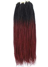 img 3 attached to 🔥 Premium 6-Pack Box Braids Crochet Hair: Pre-Looped Synthetic Crotchet Box Braids (22 Inch) - Ombre Wine Red