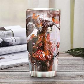 img 3 attached to 🎃 64HYDRO 20oz Vacuum-Insulated Halloween Tumbler Cup: Witch Pumpkin Butterfly Cat Design with Lid - ABLZ1908010Z