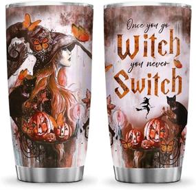 img 4 attached to 🎃 64HYDRO 20oz Vacuum-Insulated Halloween Tumbler Cup: Witch Pumpkin Butterfly Cat Design with Lid - ABLZ1908010Z