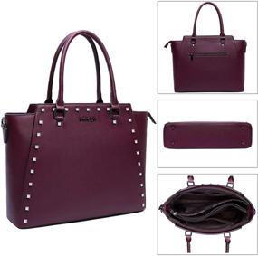 img 2 attached to 💧 Water-Resistant Laptop Tote Bag for Women - 17 Inch, Spacious Computer Bags, Stand Upright, Dark Purple