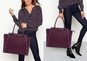 img 3 attached to 💧 Water-Resistant Laptop Tote Bag for Women - 17 Inch, Spacious Computer Bags, Stand Upright, Dark Purple