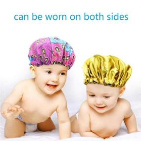 img 2 attached to 🧖 Adjustable Double Layer Kids Satin Bonnet Caps for Night Sleep, Shower, and Toddler Care