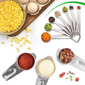 img 1 attached to Premium 18/8 Stainless Steel Measuring Cups and Spoons Set - 16-Piece Nesting and Stackable Kitchen Accessories: Professional, Durable, and Portable