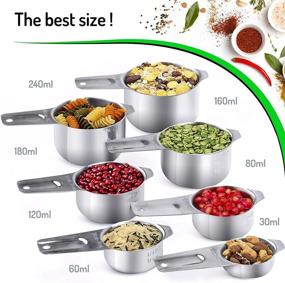 img 3 attached to Premium 18/8 Stainless Steel Measuring Cups and Spoons Set - 16-Piece Nesting and Stackable Kitchen Accessories: Professional, Durable, and Portable