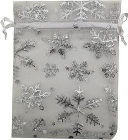 img 2 attached to 🎁 SUNGULF 50pcs Organza Pouch Bag Drawstring 5x7 inches (13x18cm) - Strong Gift Candy Bag for Jewelry, Party, Wedding Favor - Snowflake Design