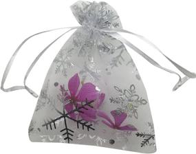 img 1 attached to 🎁 SUNGULF 50pcs Organza Pouch Bag Drawstring 5x7 inches (13x18cm) - Strong Gift Candy Bag for Jewelry, Party, Wedding Favor - Snowflake Design