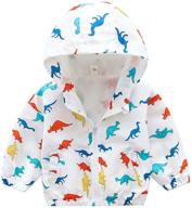 kisbini boy’s cartoon dinosaur print hooded 🦖 windbreaker coat with zip jacket, lightweight outwear for kids logo