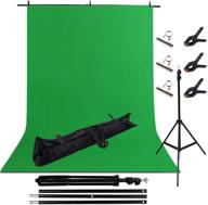 📸 wemosi 6ftx10ft green screen backdrop with stand - portable kit for photo video studio, polyester photography background with spring clamps and silver clamps logo