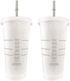 img 3 attached to 🥤 Starbucks Reusable Venti Frosted Cold Cup 2 Pack: Green Straw & Lid with Stopper