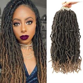 img 4 attached to 🔥 Волосы Канекалон Faux Locs: 6 пакетов/лот 18 дюймов Кучерявые Freetress Крючковые Волосы Goddess Locs Канекалон косички Африканские корни волоконные вставки - 18"-6 штук, 1B/27