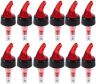 🍾 plastic measured liquor pourer: auto-measure 1 oz shot chamber pourer spout - pack of 12 (red) логотип