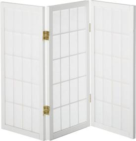 img 2 attached to 🖥️ White Desktop Window Pane Shoji Screen - 2 ft. Tall - 3 Panels by Oriental Furniture