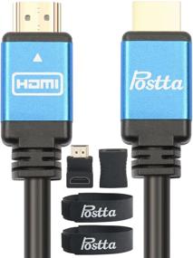 img 3 attached to 🔌 Постта Ультра HDMI-кабель 40 футов - 2.0V, 4K 2160P, 1080P, 3D, аудиообратный сигнал, Ethernet - синий | В комплекте кабельные стяжки и адаптеры HDMI