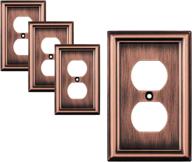 pack of 4 sleeklighting decorative beveled copper wall plate outlet switch covers - enhancing style options for decorator, duplex, toggle, and combo switches - 1 gang duplex size logo