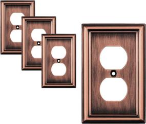 img 4 attached to Pack of 4 SleekLighting Decorative Beveled Copper Wall Plate Outlet Switch Covers - Enhancing Style Options for Decorator, Duplex, Toggle, and Combo Switches - 1 Gang Duplex Size