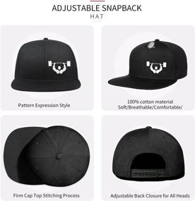 img 1 attached to 🧢 Black Flat Bill Adjustable Trucker Fitted Baseball Cap for Men - Negi Snapback Hats