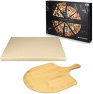 🍕 набор для выпечки пиццы navaris xl с плитой из кордьерита и большой деревянной лопаткой для пиццы для гриля или духовки - прямоугольный, 15 x 11.8 дюймов логотип