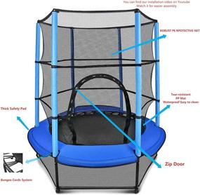 img 1 attached to 🎪 Gulujoy Kids Trampoline: 55" Mini Trampoline for Toddlers | Enclosure Net, Safety Pad | Indoor/Outdoor | Heavy Duty, Blue