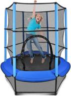 🎪 gulujoy kids trampoline: 55" mini trampoline for toddlers | enclosure net, safety pad | indoor/outdoor | heavy duty, blue логотип