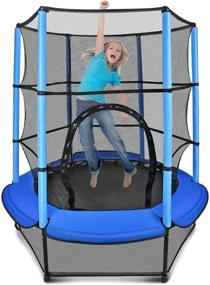 img 4 attached to 🎪 Gulujoy Kids Trampoline: 55" Mini Trampoline for Toddlers | Enclosure Net, Safety Pad | Indoor/Outdoor | Heavy Duty, Blue