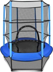 img 3 attached to 🎪 Gulujoy Kids Trampoline: 55" Mini Trampoline for Toddlers | Enclosure Net, Safety Pad | Indoor/Outdoor | Heavy Duty, Blue