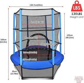 img 2 attached to 🎪 Gulujoy Kids Trampoline: 55" Mini Trampoline for Toddlers | Enclosure Net, Safety Pad | Indoor/Outdoor | Heavy Duty, Blue