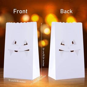 img 3 attached to 🎃 URATOT 24 Pieces Halloween Paper Luminary Bags - Pumpkin Silhouette Paper Bags for Flame Resistant Candle Decoration - Jack-o'-Lantern Designs - Ideal for Halloween Party Decor and Luminary Lanterns