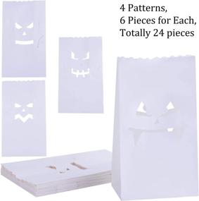 img 1 attached to 🎃 URATOT 24 Pieces Halloween Paper Luminary Bags - Pumpkin Silhouette Paper Bags for Flame Resistant Candle Decoration - Jack-o'-Lantern Designs - Ideal for Halloween Party Decor and Luminary Lanterns