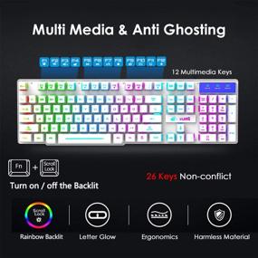 img 1 attached to Wireless Gaming Keyboard And Mouse Combo With Rainbow LED Backlit Rechargeable 4000MAh Battery Mechanical Ergonomic Feel Waterproof Dustproof 7 Color Backlit Mute Mice For Computer Mac Gamer