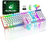 wireless gaming keyboard and mouse combo with rainbow led backlit rechargeable 4000mah battery mechanical ergonomic feel waterproof dustproof 7 color backlit mute mice for computer mac gamer logo