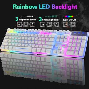 img 2 attached to Wireless Gaming Keyboard And Mouse Combo With Rainbow LED Backlit Rechargeable 4000MAh Battery Mechanical Ergonomic Feel Waterproof Dustproof 7 Color Backlit Mute Mice For Computer Mac Gamer