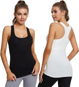 img 3 attached to 🧘 Women's Yoga Tank Tops with Built-in Bra - Wsdeya Racerback Athletic Activewear for Workouts