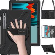 braecn galaxy tab s7 case 2020: heavy duty shockproof rugged cover with s pen holder, hand strap, shoulder strap, kickstand - black logo