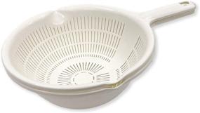 img 2 attached to 🍲 Convenient Kitchen Colanders and Bowl with Handle Pair Set: Easy-to-Use 1.3-quart, 8" Handy Size for Pasta, Spaghetti, Berry, Veggies, Fruits, Noodles, Salads - Made in Japan (White with Handle)