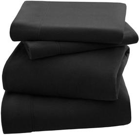 img 3 attached to 🛏️ 3M Scotchgard Micro Fleece Wrinkle and Stain Resistant Plush Sheets with 14" Deep Pocket - Cozy Bedding Set for Cold Seasons - Queen Size - Black (SHET20-733)