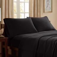 🛏️ 3m scotchgard micro fleece wrinkle and stain resistant plush sheets with 14" deep pocket - cozy bedding set for cold seasons - queen size - black (shet20-733) logo