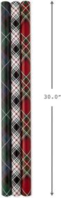 img 2 attached to 🎁 Rustic Hallmark Reversible Christmas Wrapping Paper Set: Plaid Design with Ribbon and Gift Tags (3 Rolls, 120 sq. ft. ttl; 30 Yds. Ribbon, 36 Seals)