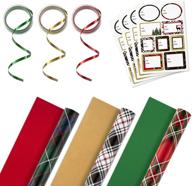 🎁 rustic hallmark reversible christmas wrapping paper set: plaid design with ribbon and gift tags (3 rolls, 120 sq. ft. ttl; 30 yds. ribbon, 36 seals) logo