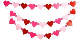img 4 attached to Баннеры с сердечками для Дня Святого Валентина - красно-розовые гирлянды-украшения - свадебные украшения для вечеринки (собранные) - 3 штуки от Moon Boat