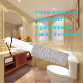 img 2 attached to 🧼 2 Pack Pumice Stone Toilet Bowl Cleaning Scouring Pad and Stick with Handle - Removes Limescale Stains, Hard Water Rings and Calcium Buildup - Ideal for Tile, Bath, Kitchen, and Household - Also Cleans Iron and Rust