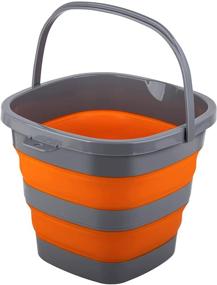 img 4 attached to 🪣 Multipurpose Collapsible Plastic Bucket – 1.32 Gallon (5L) Capacity, Foldable Rectangular Tub for Household Chores, Compact Outdoor Water Container for Gardening or Camping, Portable Fishing Water Pail (Orange)