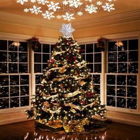 img 3 attached to 🎄 OurWarm LED Rotating Silver Snowflake Christmas Tree Topper Light with Projector - Indoor Outdoor Christmas Tree Decorations Night Light