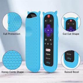 img 3 attached to 🐱 Glowing Cat-Eared Silicone Case for TCL Roku TV RC280 Remote: Shockproof Protector Sleeve with Anti-Slip Grip - 3 Pack (Blue, Green, Red)