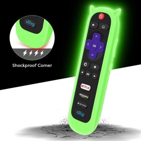 img 2 attached to 🐱 Glowing Cat-Eared Silicone Case for TCL Roku TV RC280 Remote: Shockproof Protector Sleeve with Anti-Slip Grip - 3 Pack (Blue, Green, Red)