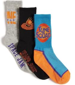 img 2 attached to SPACE JAM Boys 3-Pack Crew Socks: Cool and Comfortable Space Jam Footwear for Kids