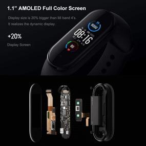 img 2 attached to 📱 DDLTeck Newest Band 5 Waterproof Health & Fitness Tracker, Exercise Band Activity Tracker with Full Color AMOLED 1.1” Touch Screen, Sports Watch in Black