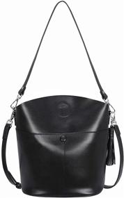 img 3 attached to 👜 Designer Bucket Purses - Heshe Women's Leather Crossbody Bag Shoulder Handbags