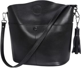 img 4 attached to 👜 Designer Bucket Purses - Heshe Women's Leather Crossbody Bag Shoulder Handbags